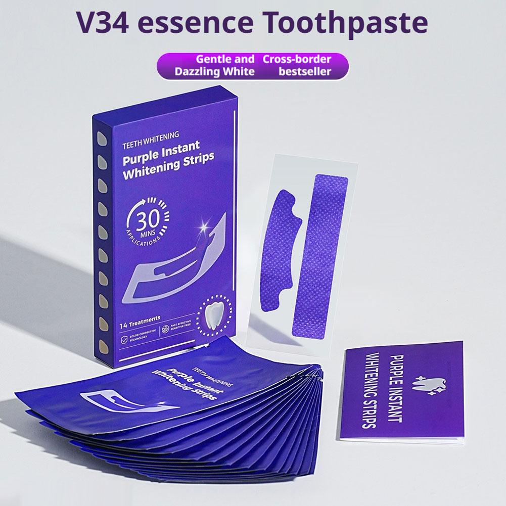 14/28/42PCS V34 보라색 치아 미백 스트립  - Teeth Whitening At Home Kit 리뷰 및 가격