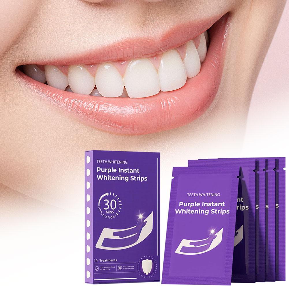 14/28/42PCS V34 보라색 치아 미백 스트립  - Teeth Whitening At Home Kit 리뷰 및 가격